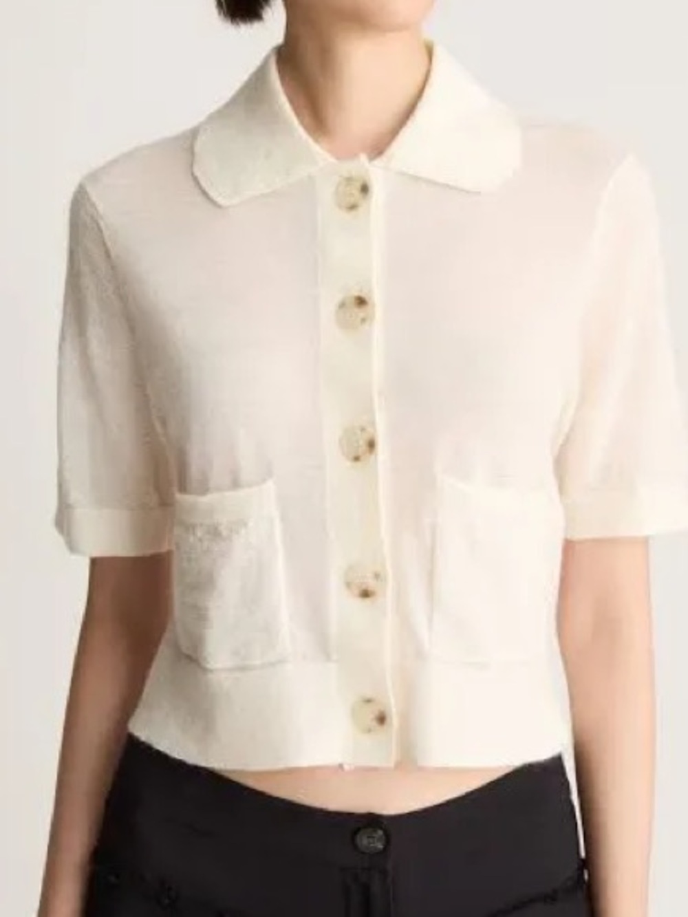 NWT $450 Sz XS Lee Mathews Natural Eve Short Sleeve Lightweight Cardigan